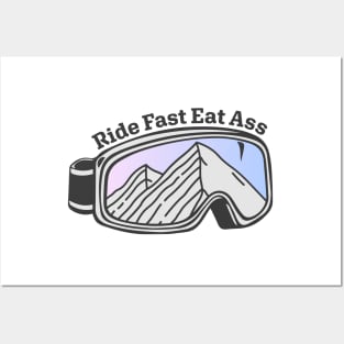 Sunset Mountain Ski Goggles | Ride Fast Eat Ass Posters and Art